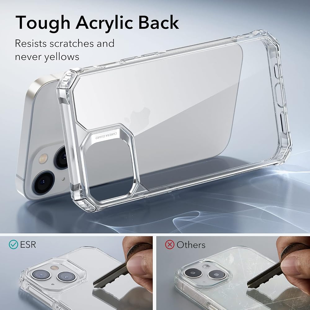 ESR for iPhone 14/iPhone 13 Case, Military-Grade Protection with Shock-Absorbing Corners, Scratch-Resistant and Anti-Yellowing Acrylic Back, Slim Protective Phone Case, Air-Armor Series, Clear | Shockproof, Air-Guard Corners, Shock-Absorbing, Yellowing-Resistant, Acrylic Back