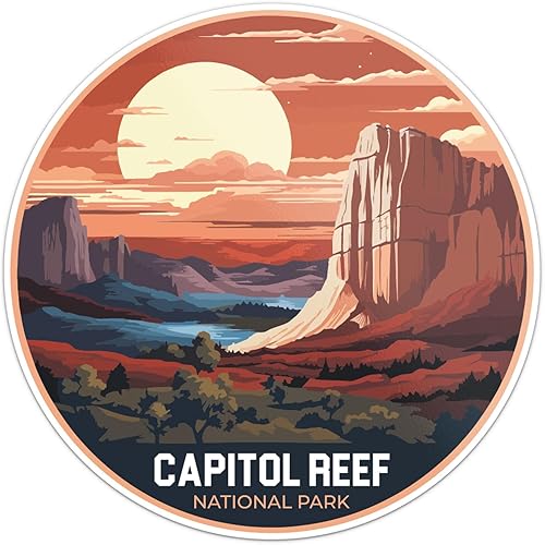 Capitol Reef National Park Sticker - Calcomanía de vinilo impermeable para parachoques de automóvil, laptop, botella de agua, pared y ventana,