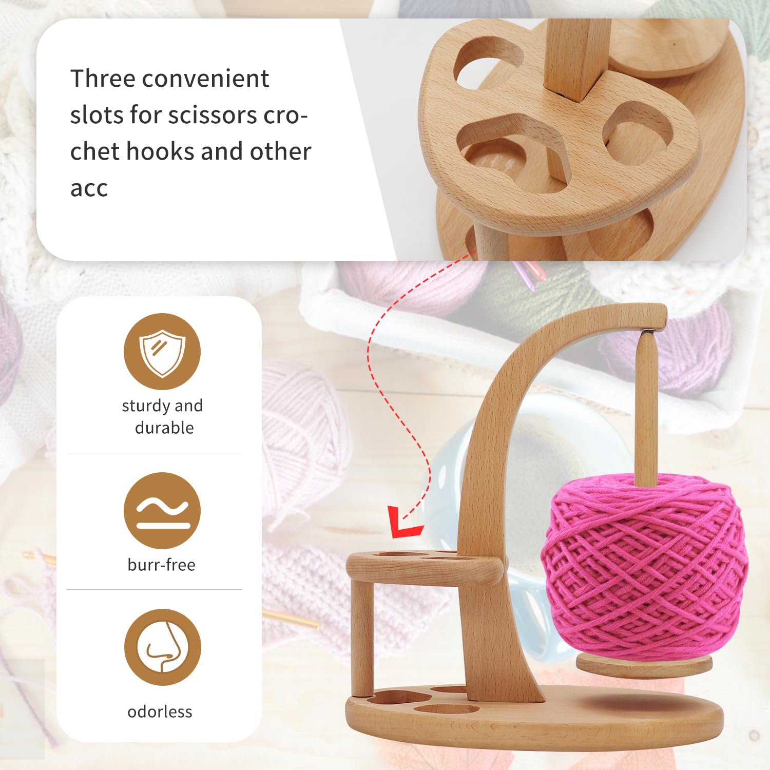 Cadres en bois pour tricot et crochet, outils de crochet pour les amateurs de tricot, machines à filer en bois pour crochet, support de fil pour tricot et crochet.
