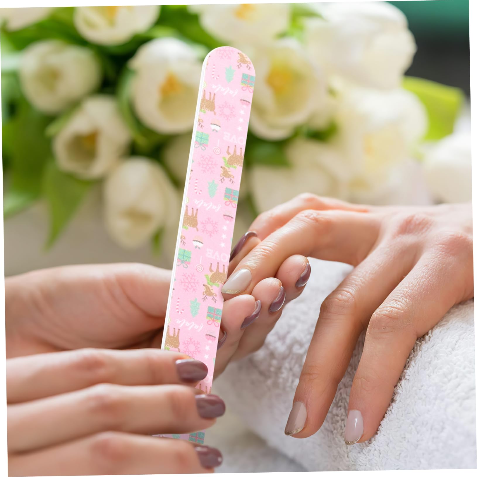 Healeved 12 Pièces Lime à ongles de Noël Fichiers à ongles portables décoration tailler la lime outils de manucure clou outils d'art d'ongle vernis ongle grain d'