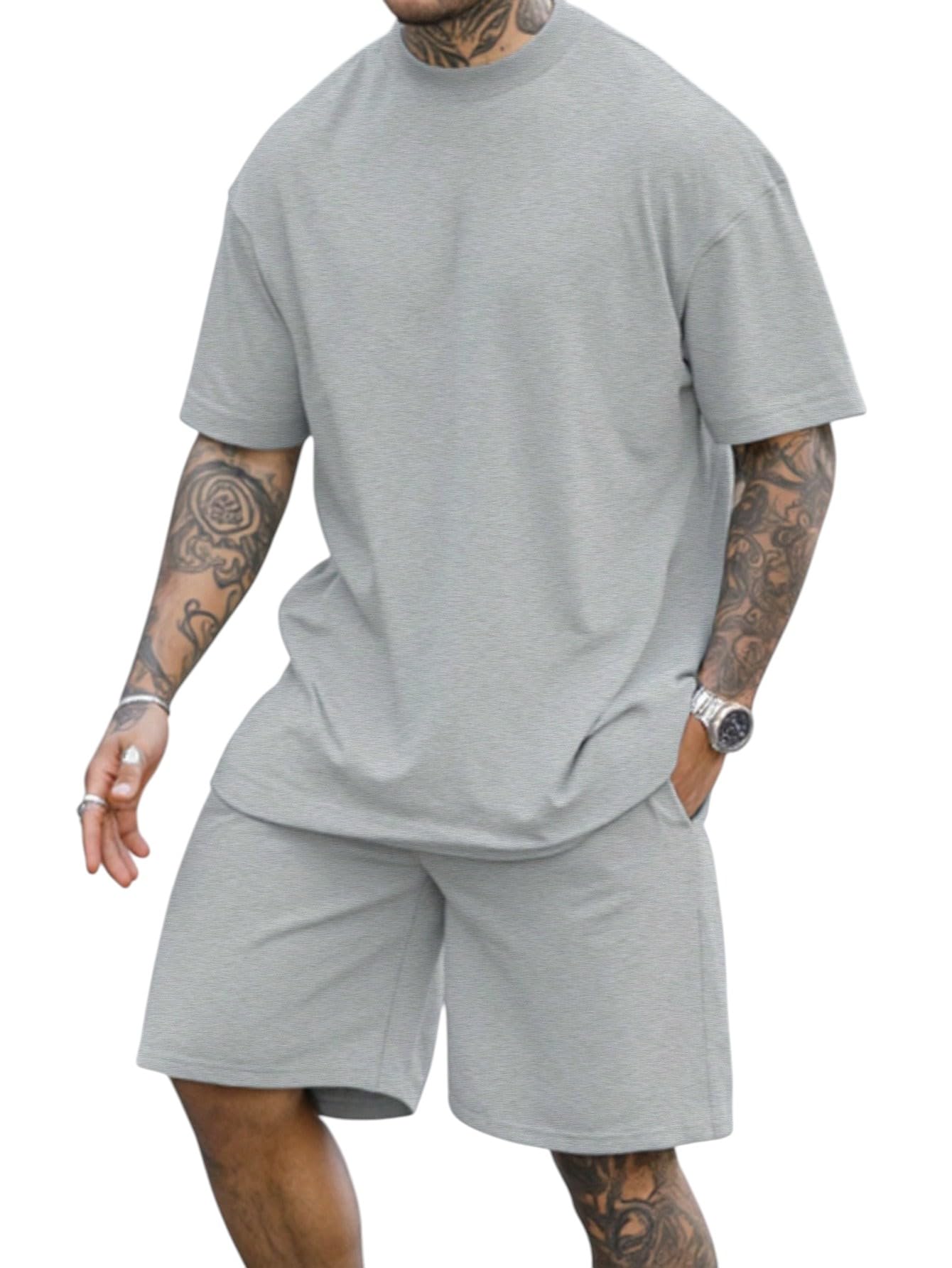 dockstreet Men’s Oversized Co-ord Set Trending casual wear/Comfortable Lounge wear/sports running wear set with oversized T-shirt and Shorts-picture-15