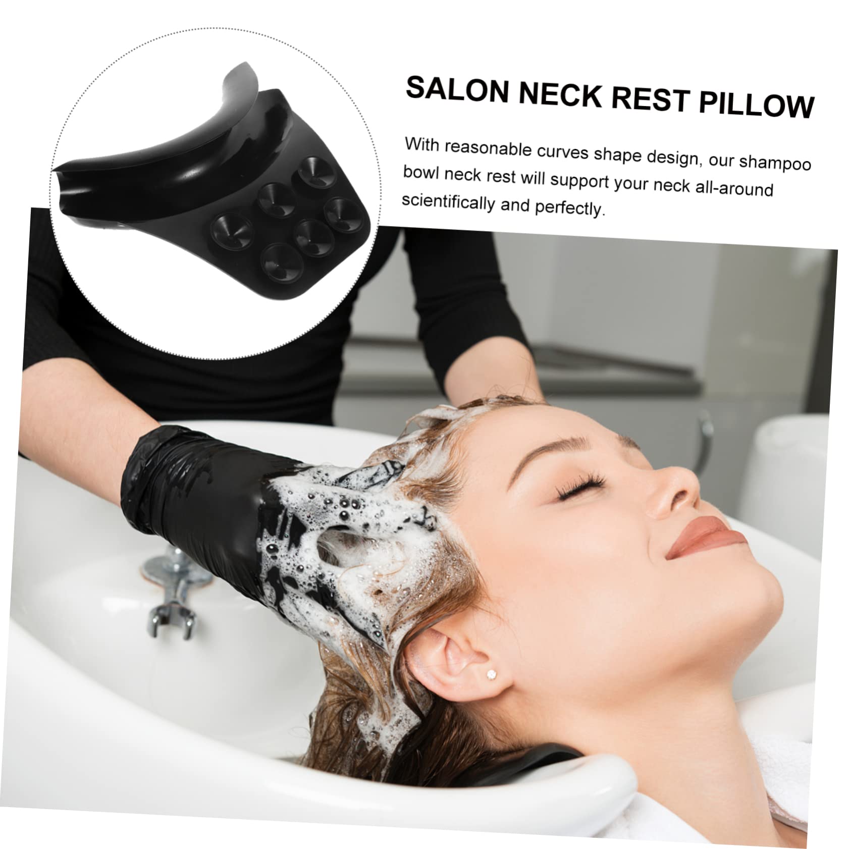 VALICLUD 3 Pièces Oreiller Shampooing Coussin Repose-Nuque Oreiller De Cou pour Le Lavage des Cheveux Repose-Nuque De Salon Repose-Nuque en Silicone Gel De Silice Black