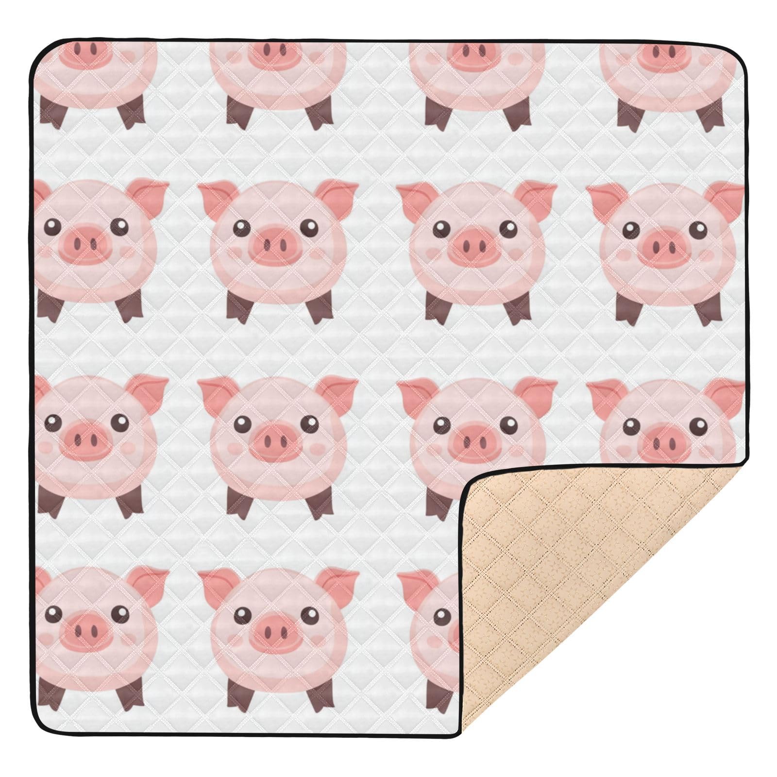 Kigai Cute Pig Baby Play Mat for Floor and Playpen 50x50 inch Non-Slip Baby Activity Playmat Waterproof Foldable Crawling Mat for Infants Toddlers