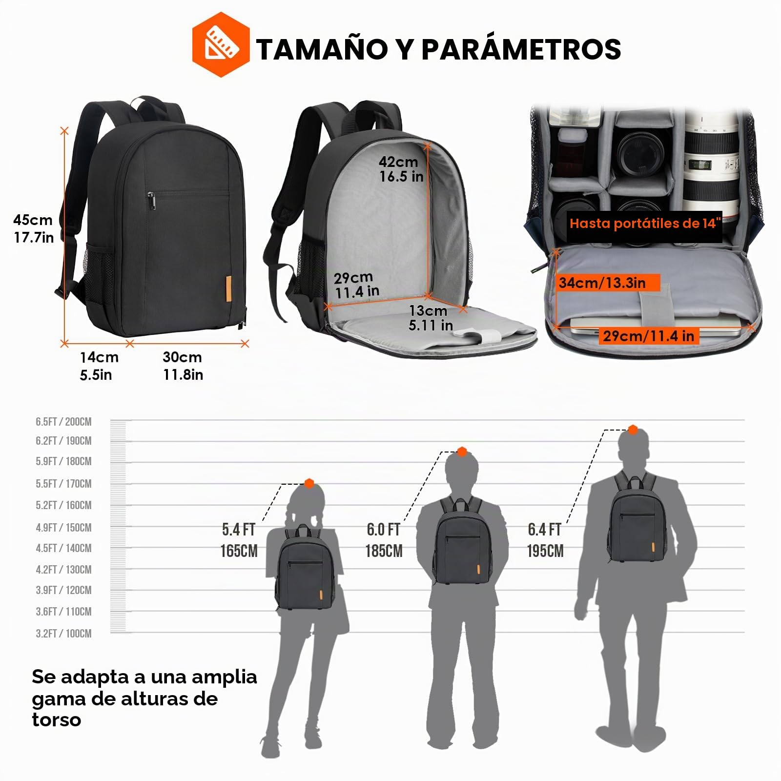 TARION TB-M Bolsa para cámara DSLR Mochila para cámara con cubierta impermeable para la lluvia Compartimiento para computadora portátil Fotografía Mochila Estuche para mujeres Hombres Fotógrafos Negro