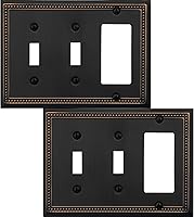 Vista 23 de Cubierta de Interruptor de Luz de Tomacorriente Dúplex Individual Belaire de Metal con Cuentas para Pared, Paquete de 4 Latón Antiguo 1 Gang