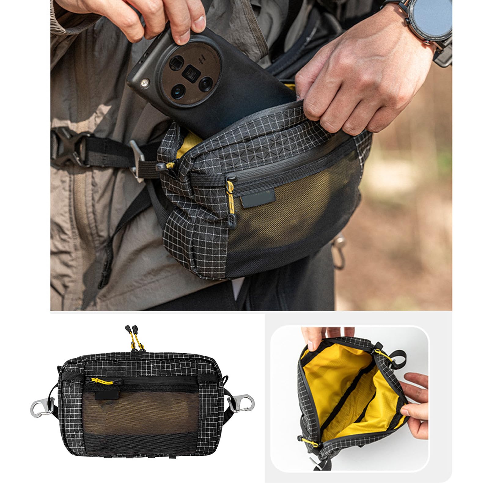 Práctica riñonera para mujeres y hombres, riñonera pequeña, para guardar el teléfono, para mujeres y hombres, cinturón deportivo al aire libre, Color morado, H