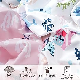 PHF 3 Pack Soft Mini Crib Sheets, Mermaid Silky Pack N Play Sheets for Baby Boys Girls, Universal Fit for Pack N Play, Playard, Portable and Mini Crib Mattresses, Mermaid