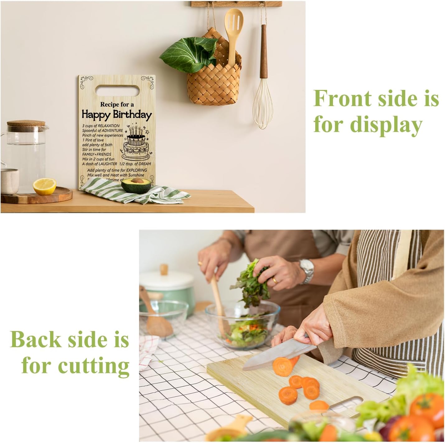 Birthday Gifts for Women - Recipe For a Happy Birthday Bamboo Cutting Board for Kitchen Wooden Food Serving Board Gift for Friendship/A - Image 4
