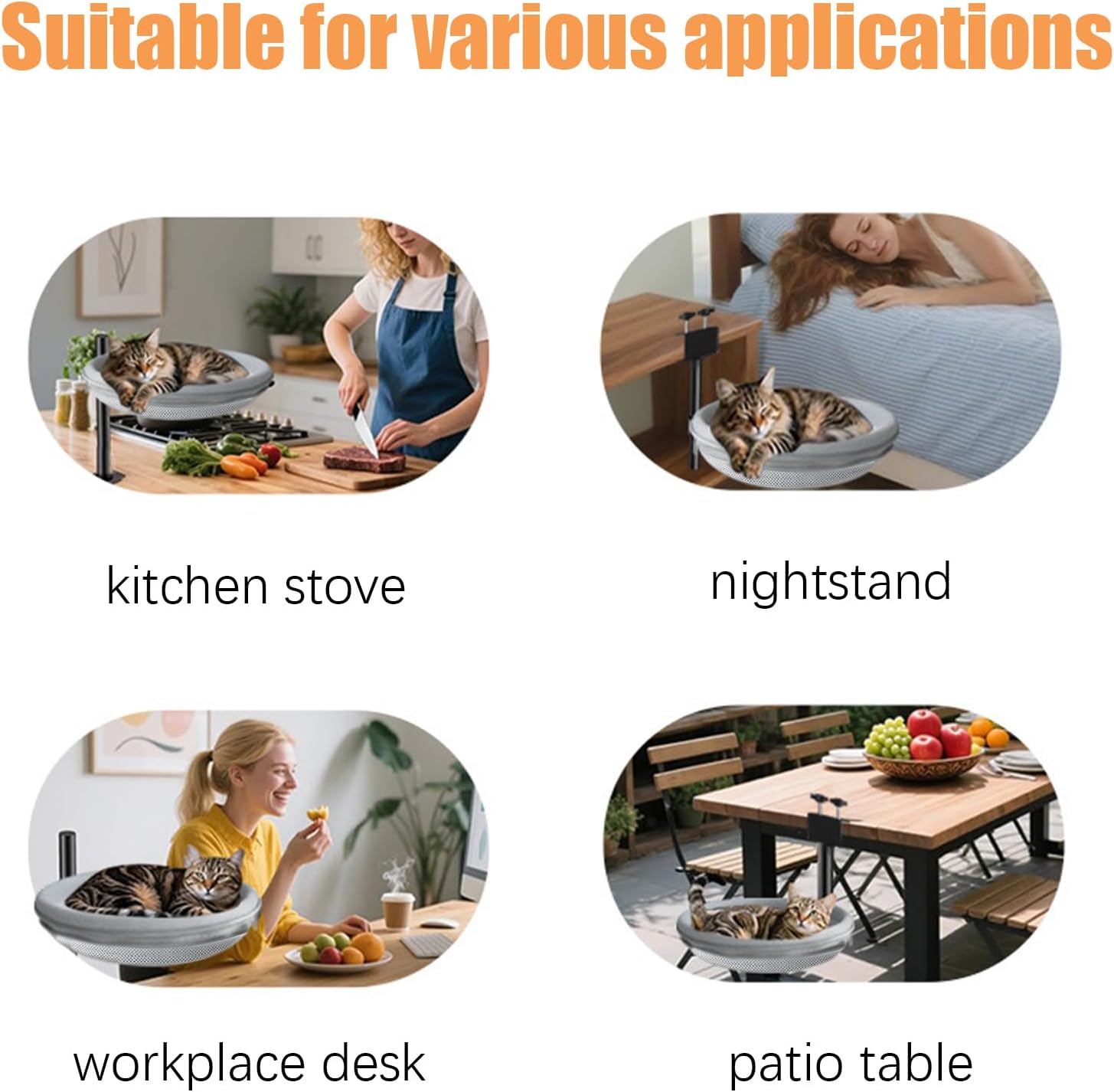 Cat Desk Hammock - Table Clamp Nest Furniture | 360-Degree Rotating Cat Bed for Desk Attachment 30kg Load Capacity,for Indoor Apartment Bedside RV Balcony Counter