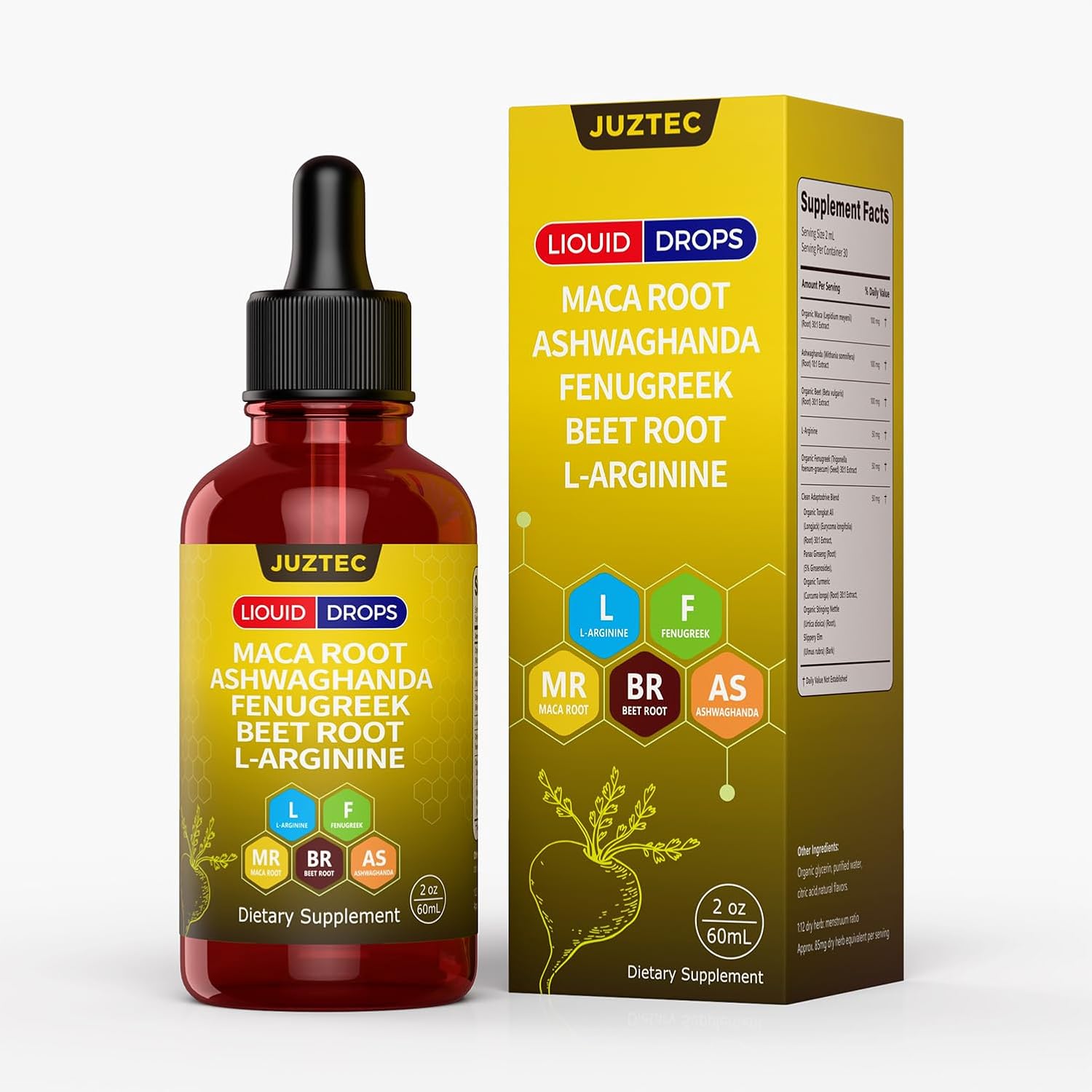 Maca Root Liquid Drops with Ashwagandha & Fenugreek 2 fl oz (1PCS)