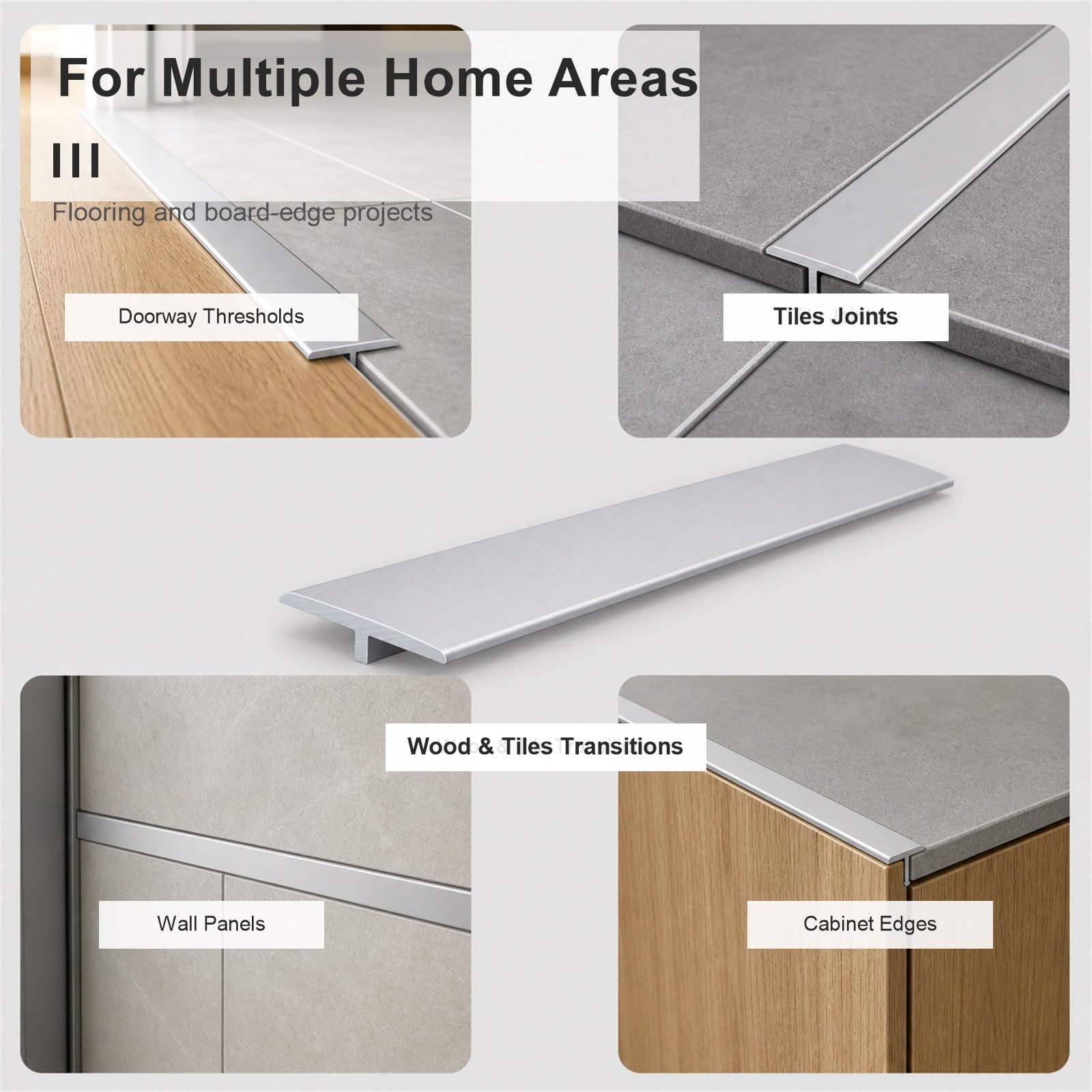 Perfil T Metal para Transiciones,Perfil Remates MetáLico Suelo,Perfil Metal TransicióN Autoadhesi Perfil T,FáCil InstalacióN,para Acabado De Baldosas Antideslizantes