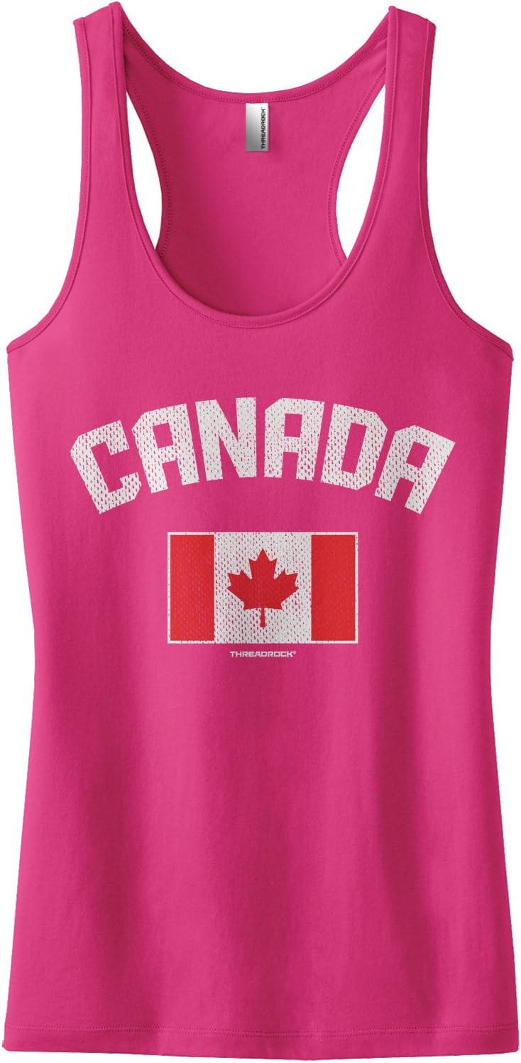 Threadrock Women's Canada Canadian Flag Racerback Tank Top