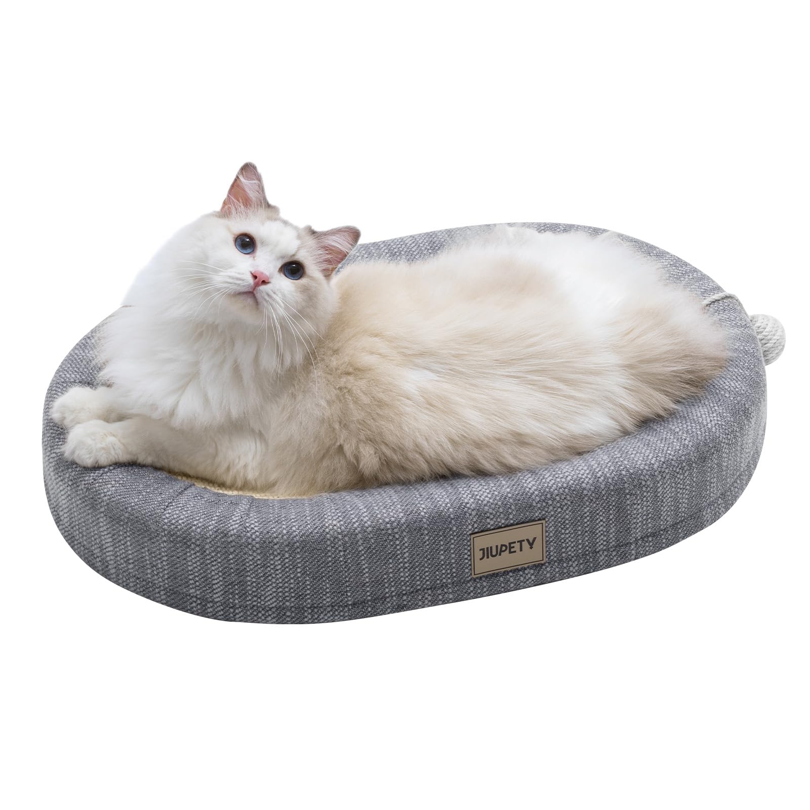 Jiupety Tiragraffi Ovale per Gatti in Sisal, 61CM Tiragraffi Gatto Adatto A Gatti Fino A 9 KG di Peso, Cuccia Gatto 3 in 1, Grey