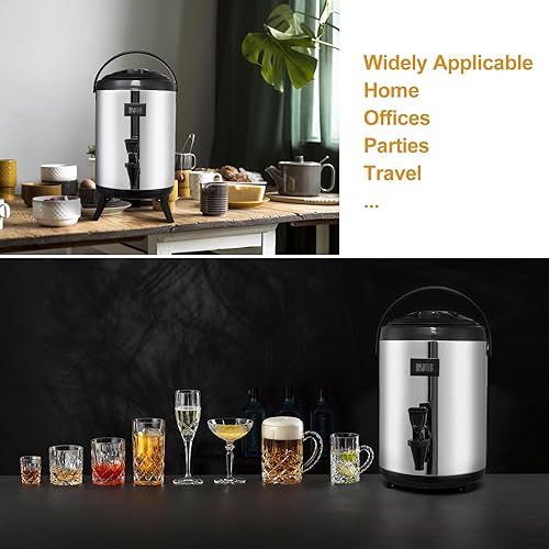 Miniatura 8 de Dispensador de café para fiestas, dispensador de bebidas aislado con espita Contenedor de agua caliente de 12 litros con medidor de temperatura