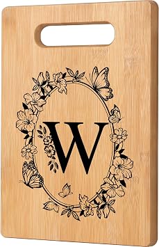 Personalized Cutting Board, Initial Birthday Gifts for Women Wedding Gifts for Couple, Monogrammed Women Birthday Gift forSister Friend, Unique Gift for Christmas Anniversary HousewarmingLetter W