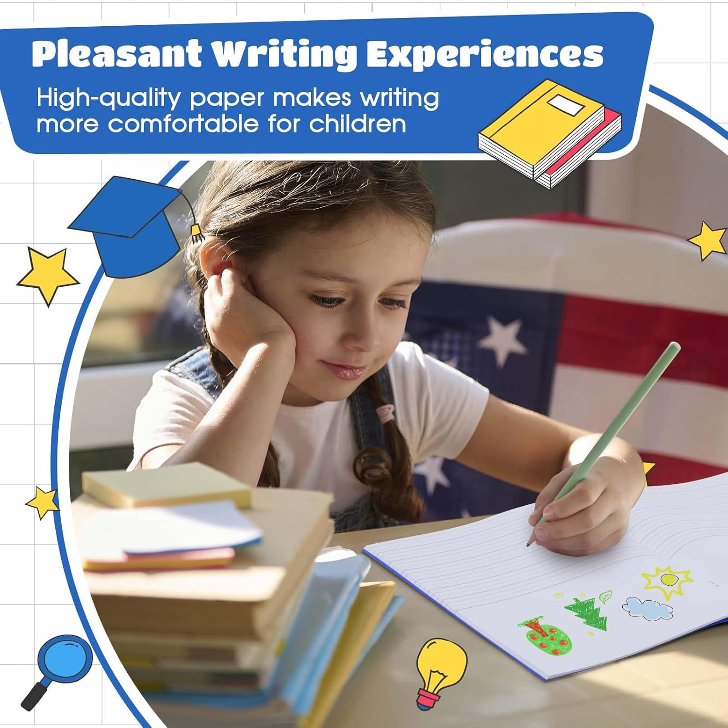 Henoyso 12 Pcs Primary Composition Notebooks for Teachers & Classrooms (Grades K–2) Colorful Writing Journals for Classroom, Homework & Homeschool Use, 120 Pages Each (Blue) - Image 6