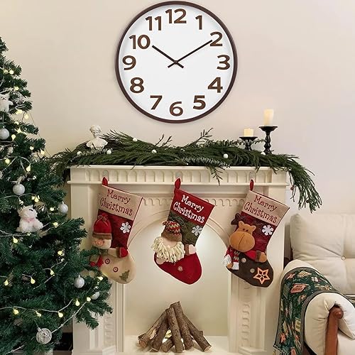 Miniatura 2 de Reloj de pared grande para decoración de sala de estar, de 16 pulgadas, silencioso, moderno, de grano de madera, funciona con pilas, para cocina,