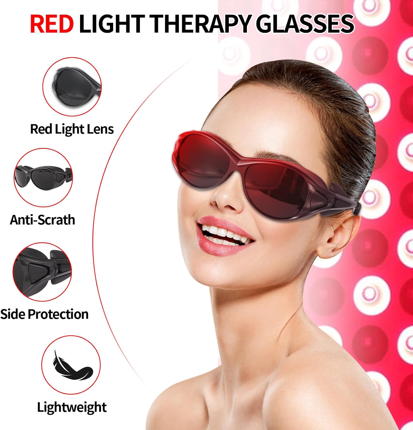 FreeMascot Red Light Therapy Glasses, Laser Safety Glasses IPL 200-2000nm, Eyes Protection for Tanning Goggles and Red Light Therapy - Image 3