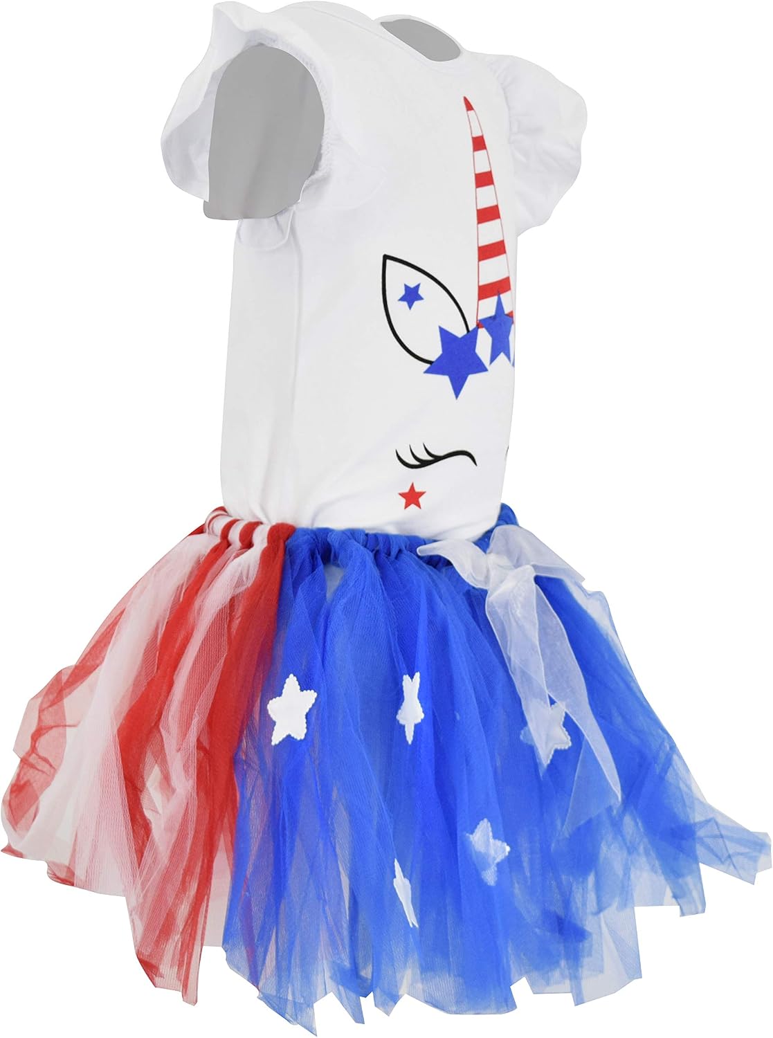 Unique Baby Girls 4th of July Unicorn 2 Piece Outfit with Tutu Dress