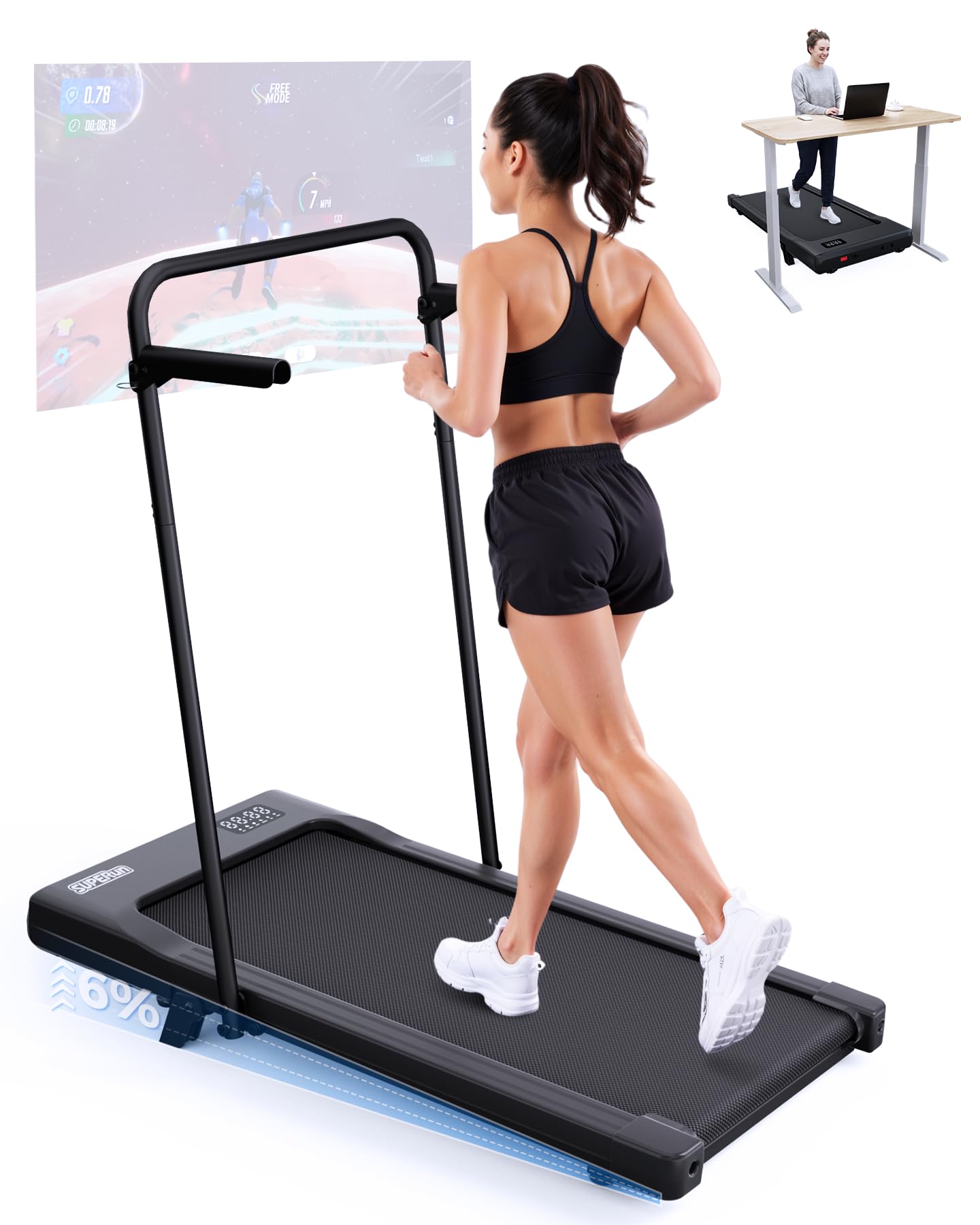 Copant Raceable Cinta de Correr para Oficina y Casa, Cinta de Andar 2,5 HP, Walking Pad Capacidad de Peso 136KG, Cinta Caminar Passadeira, Adecuado para Dispositivo Portatil Alta Tecnología