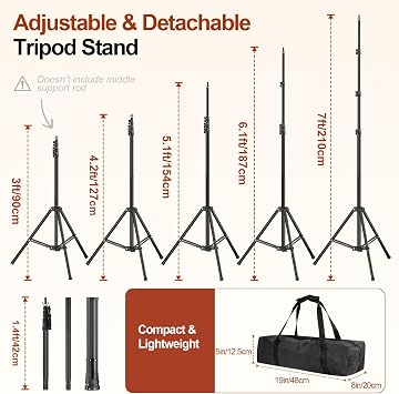 Backdrop Stand 10x7ft(WxH), Photo Studio Adjustable Background Stand Support System Kit with 8 Crossbars, 8 Clamps and Carrying Bag for Parties, Wedding, Photography, Decoration