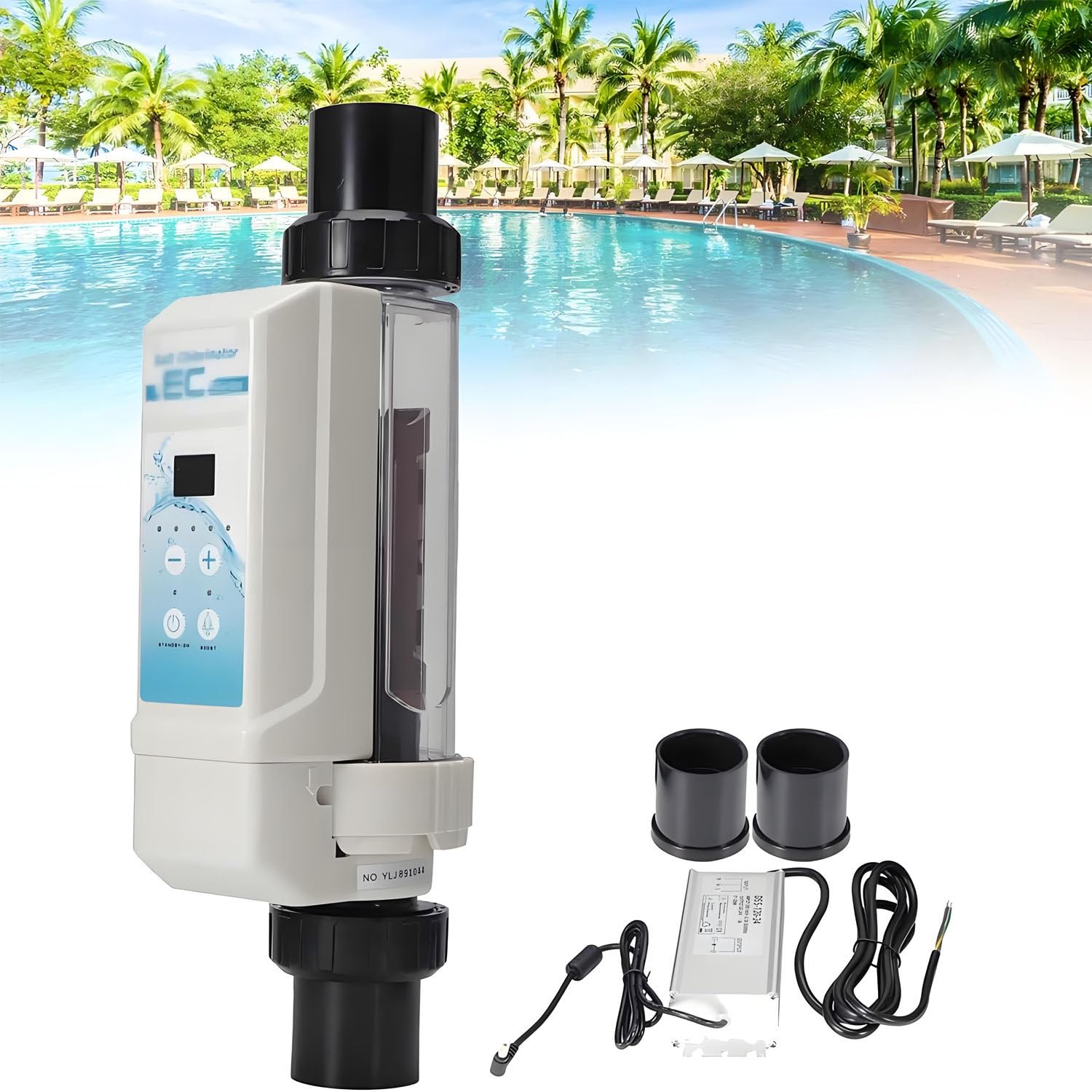 AiODiO Salt Water Chlorinator Cell,Electrolysis Salt Chlorinator Device, Designed With Removable Structure With Salt High And Low Tips And Fault Alarm Function 12g/H