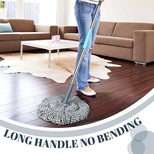 Miniatura 3 de Trapeador giratorio para limpieza de suelos, trapeador de microfibra de mango largo con almohadilla superior para cocina, madera dura, restaurante,