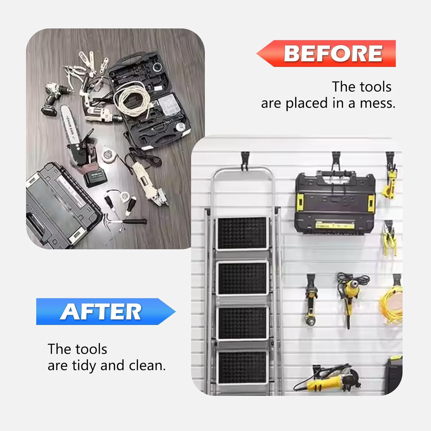 Single Slat Wall Panel (24"x9") - Small PVC Board for DIY Workshop, Bedroom Storage, No Hooks Included. The Slats are only about an inch apart, PVC slate wall panels for Storage (Small-sized, 24"×9")