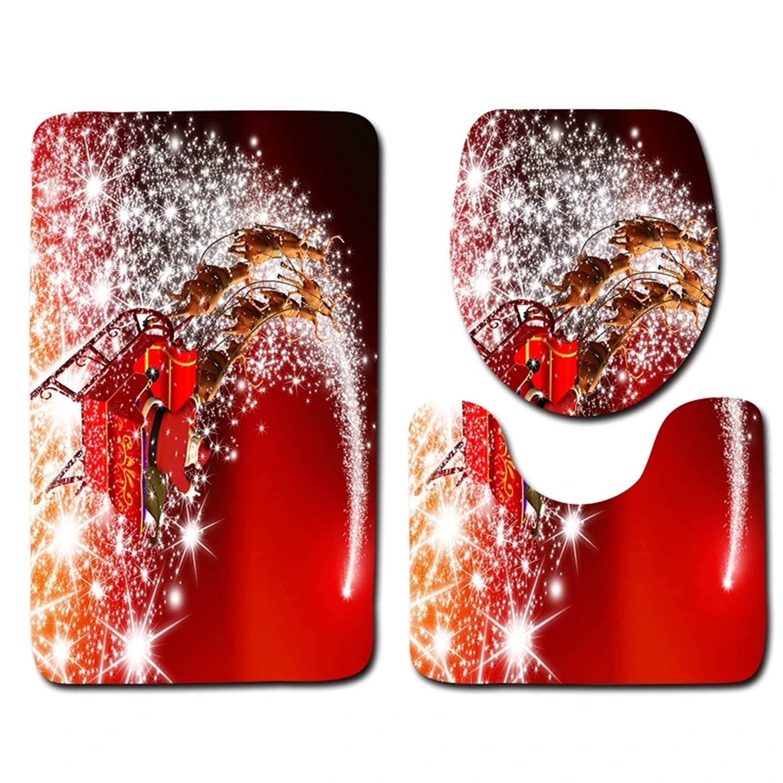 Alfombras de Baño Alfombra de baño Cubierta Asiento Inodoro Lavable para Baño(Multi-Colored 2)