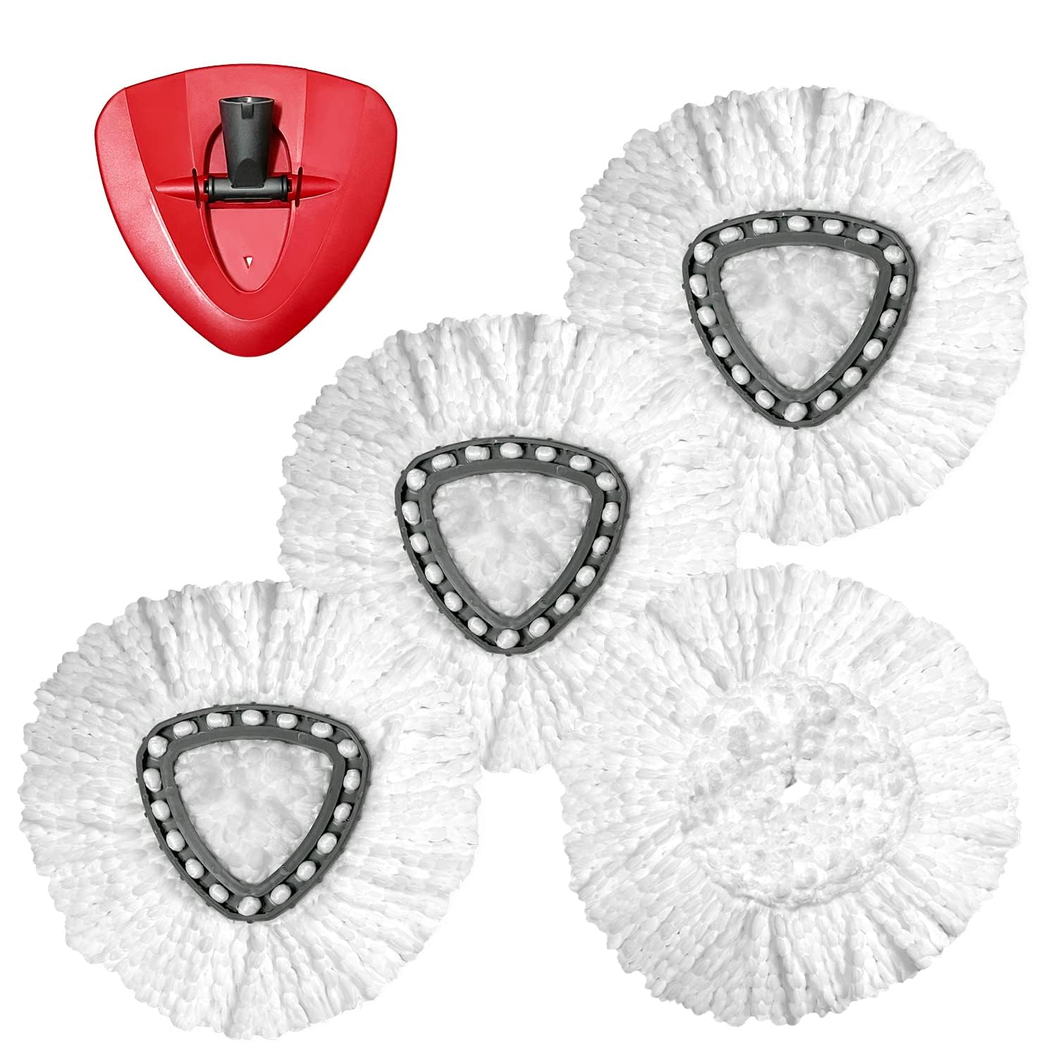 Spin Mop Replacement Head - 3Pack O Cedar EasyWring Mop Refills Compatible with Triangle Spin Mop - Microfiber Mop Easy Cleaning Floor Head Mop for Floor Cleaning Includes 1 Rotating Mop Base