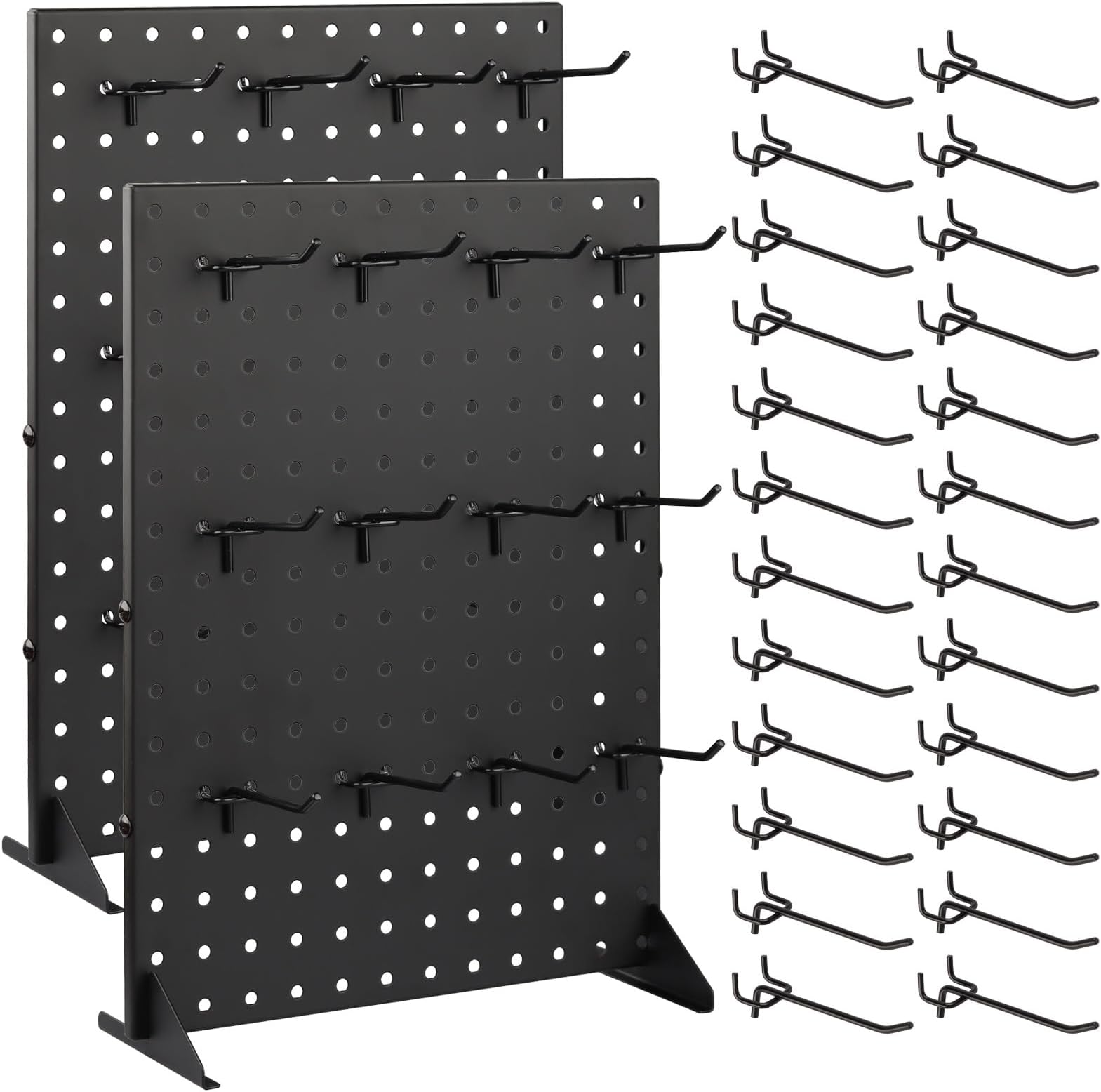2Pcs Pegboard Display Racks with 24 Peg Hooks for Craft Show Display Rack, Metal Merchandise Display Rack for Boutique, Retail Stores, Vendors & Events (17" X 13", 2 Pack)