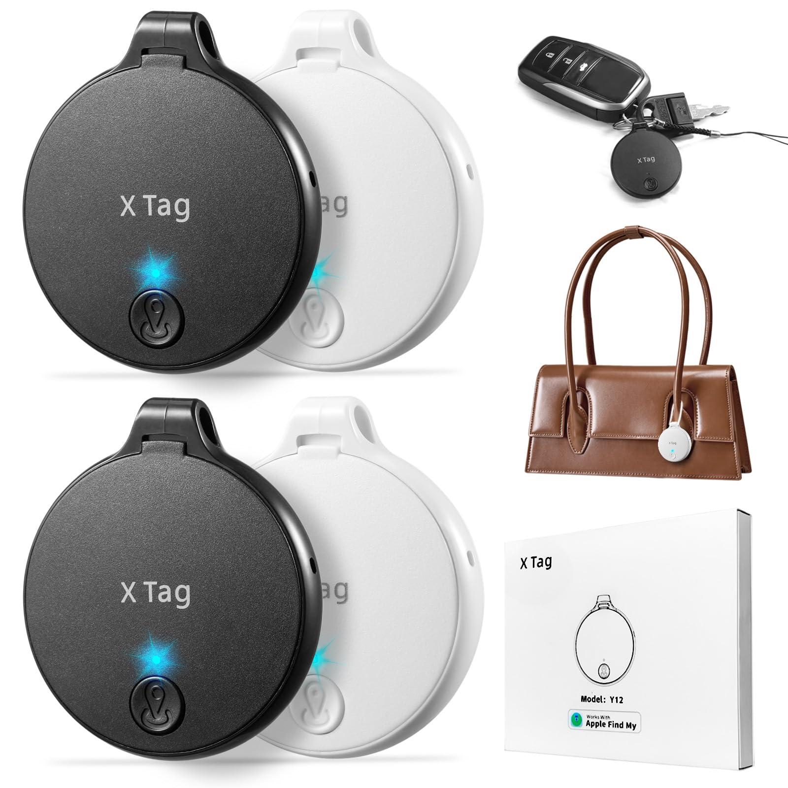 Air Tags-???? Pack: Item Finder for Apple Find My (iOS only) APP Tracker Tag Used Together, Track Your Luggage, Keys, Backpack, Purse, Pets and More, Location Tracking Device for Family Outdoor Travel