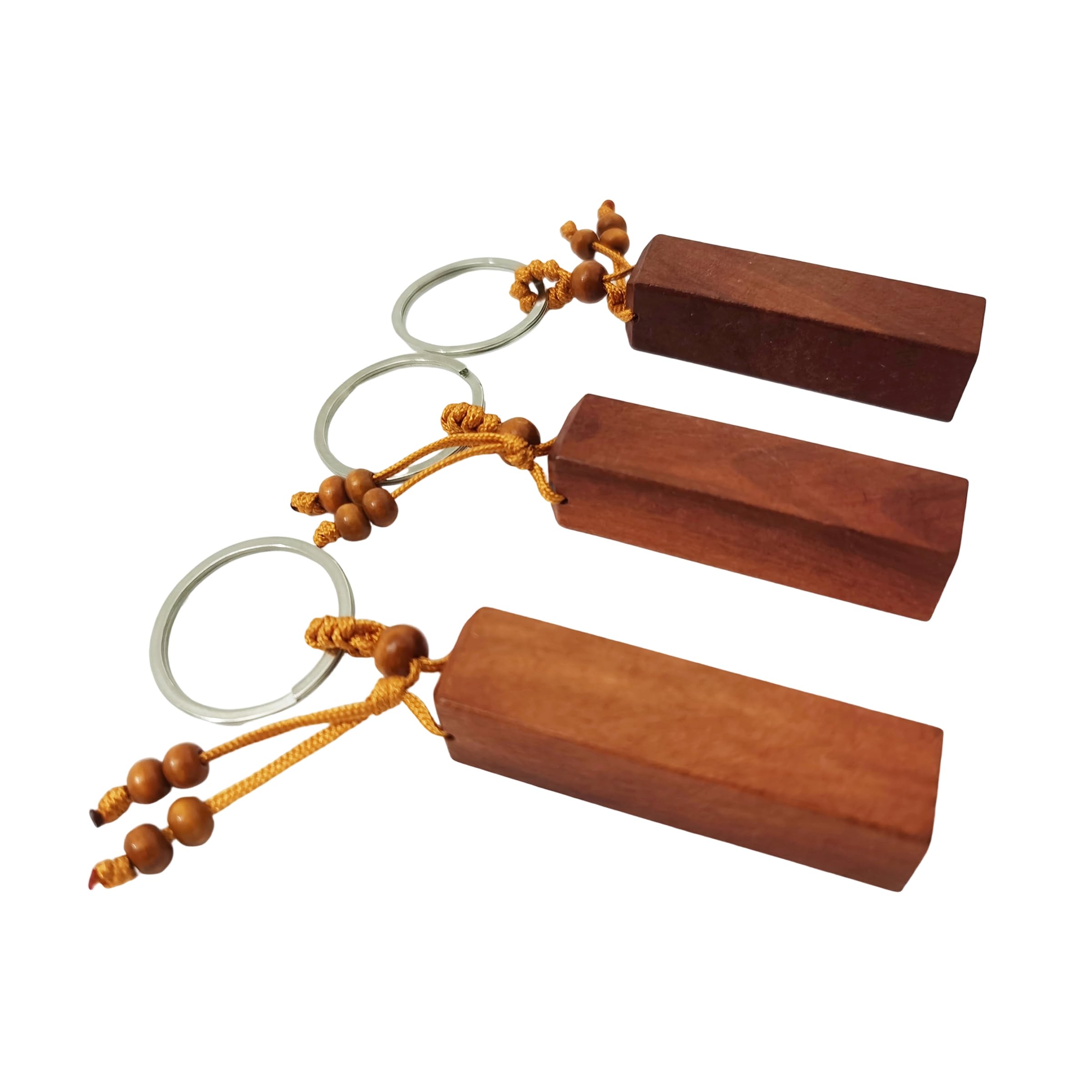Nudaoz 20 Pieces Blank Wooden Keyrings with Rope Loops Engraved DIY Key Chains Square Raw Wood Keychain Ornaments