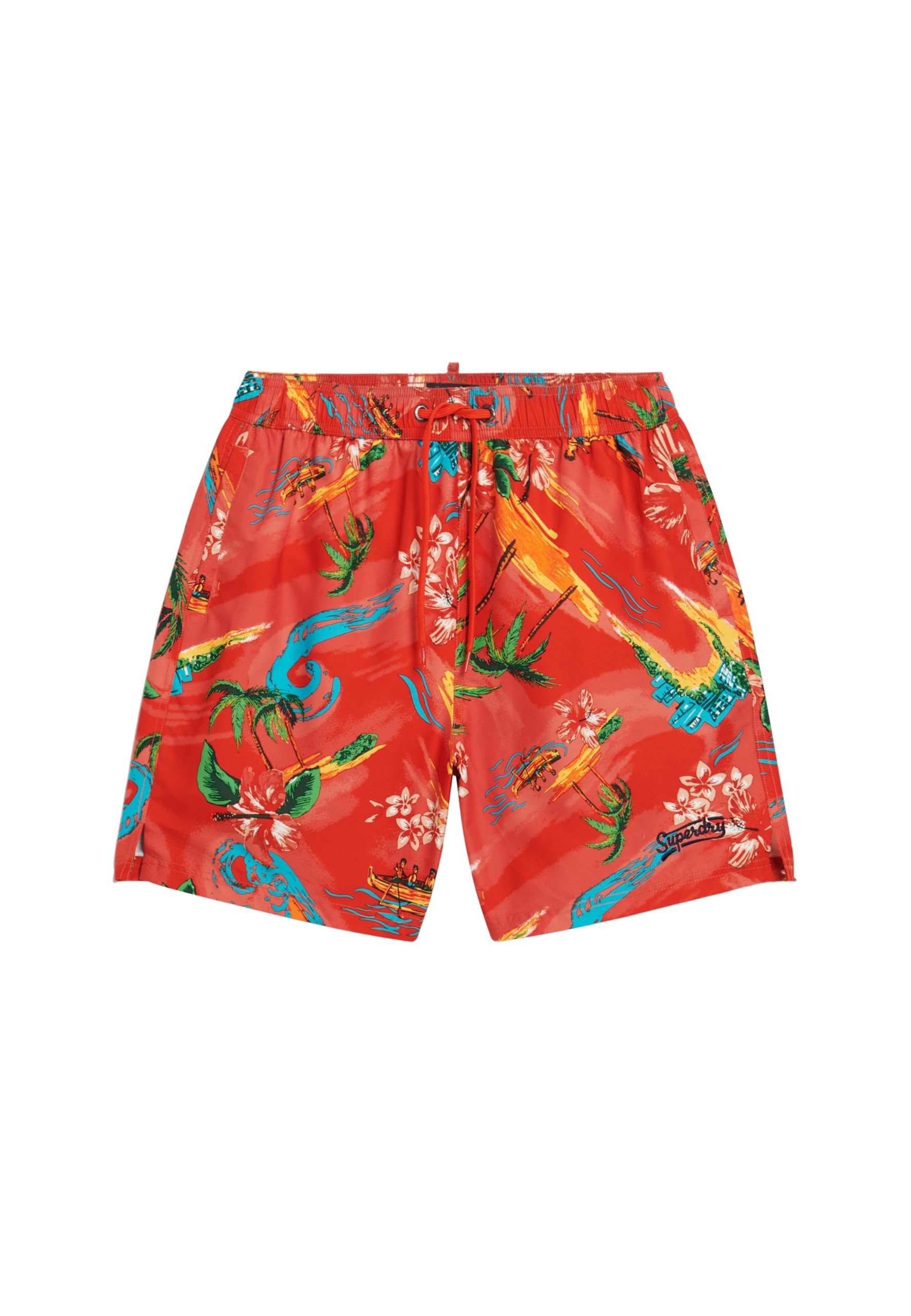 Superdry Recycled Hawaiian Print 17" Swim Shorts - Waikiki Red (UK, Alpha, M, Regular, Regular, Waikiki Red)