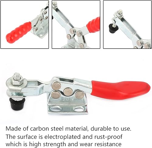 Miniatura 4 de QANYEGN Abrazadera de palanca horizontal, abrazaderas horizontales de liberación rápida de acero al carbono, abrazadera de palanca horizontal para