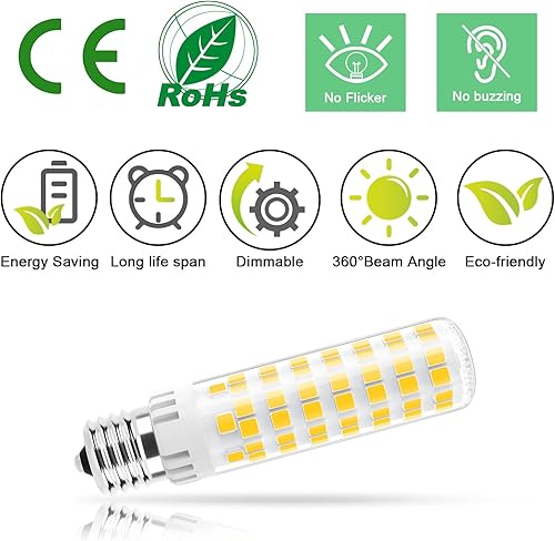 Miniatura 8 de TAIYALOO Bombilla LED E17 regulable, bombilla de horno microondas de 10 W, blanco cálido 3000 K, bombilla halógena de 100 W de repuesto para estufa,