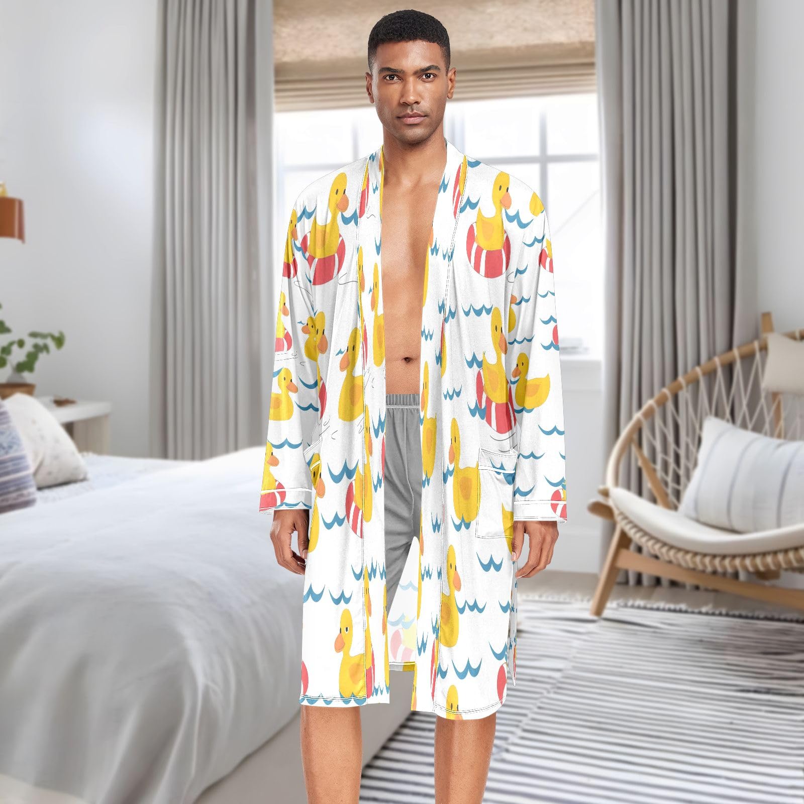 Albornoz ligero para hombre, bata de baño para spa, pato, natación