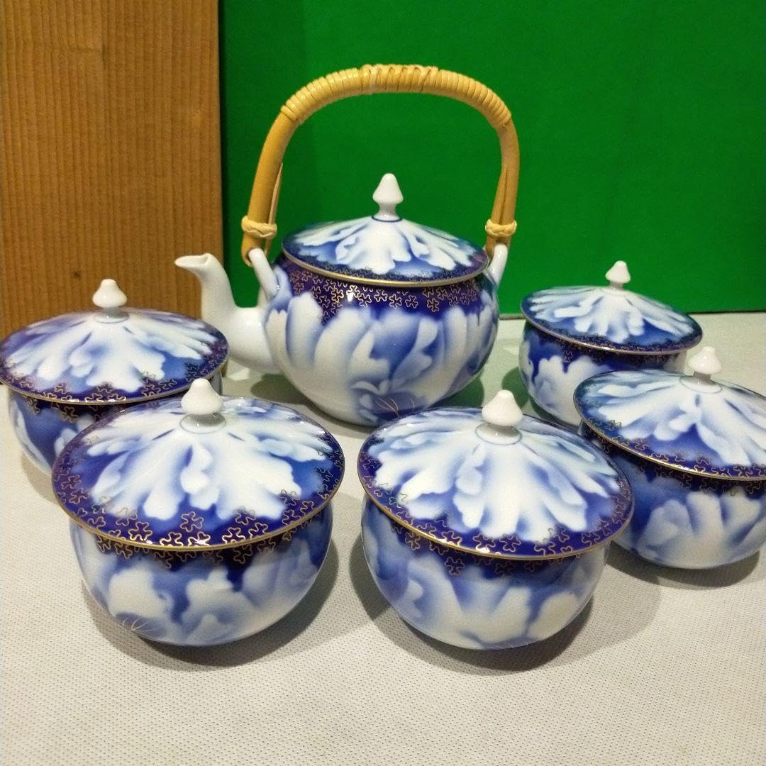 宮内庁御用達 深川製磁 トンボ柄 煎茶椀揃 湯呑み5客セット① 箱