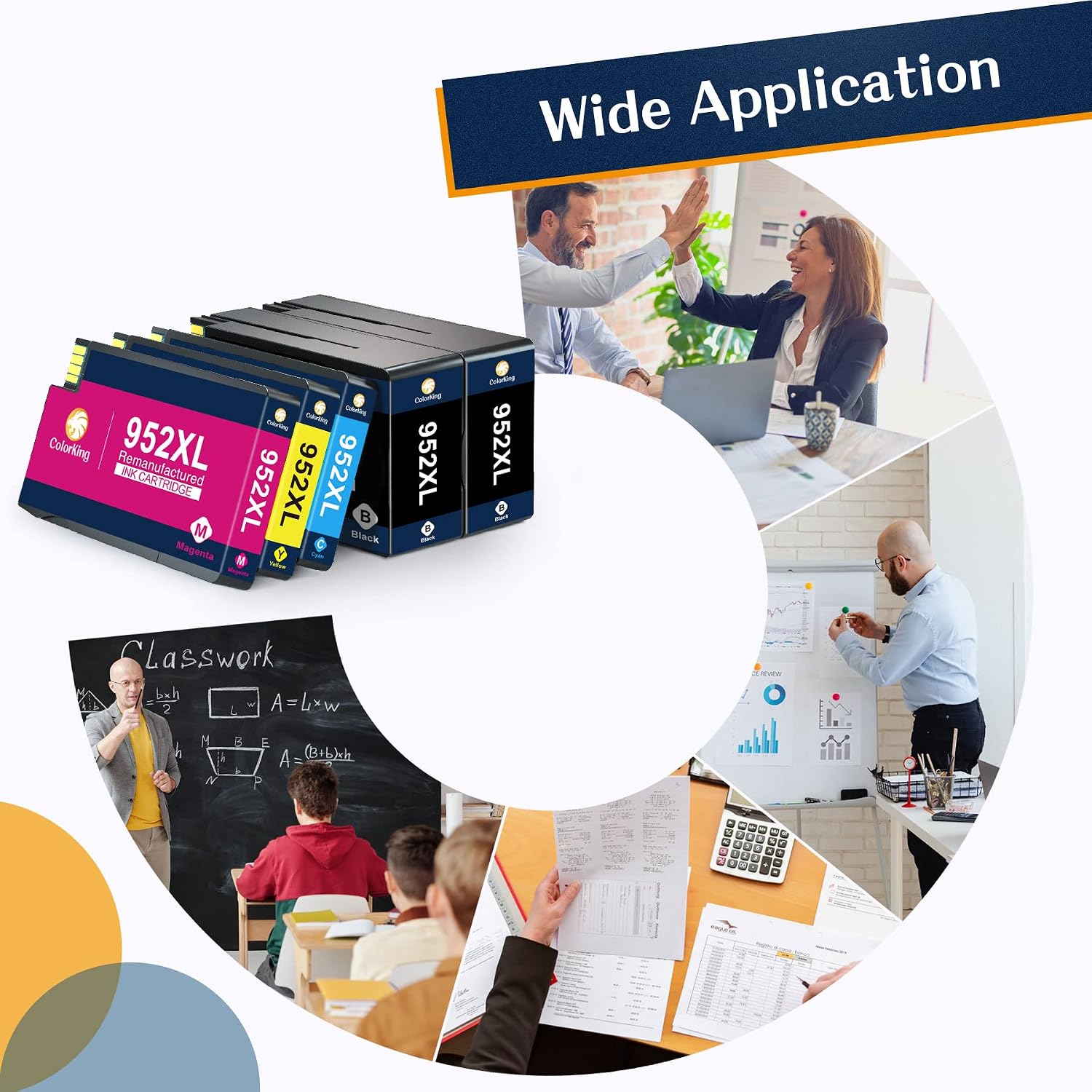 ColorKing Remanufactured Ink Cartridges Replacement for HP 952 952XL to use with HP OfficeJet Pro 8710 8720 7740 8210 8740 8715 7720 8216 8725 8730 8702 Printer Ink (2 Black, Cyan, Magenta, Yellow)