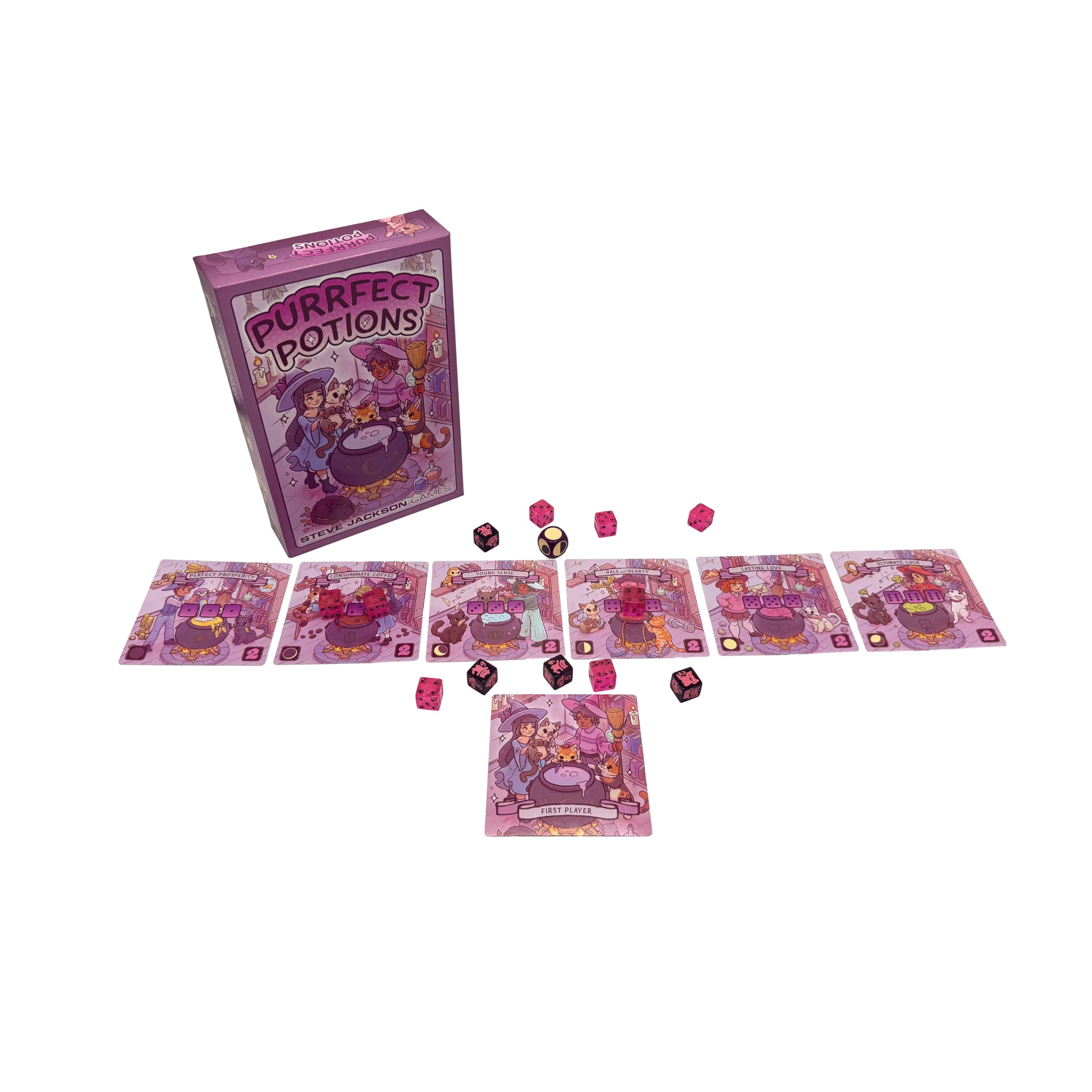 Steve Jackson Games | Purrfect Potions | Gioco di dadi e pozioni con gatti magici | 2–4 Giocatori | 30 Minuti