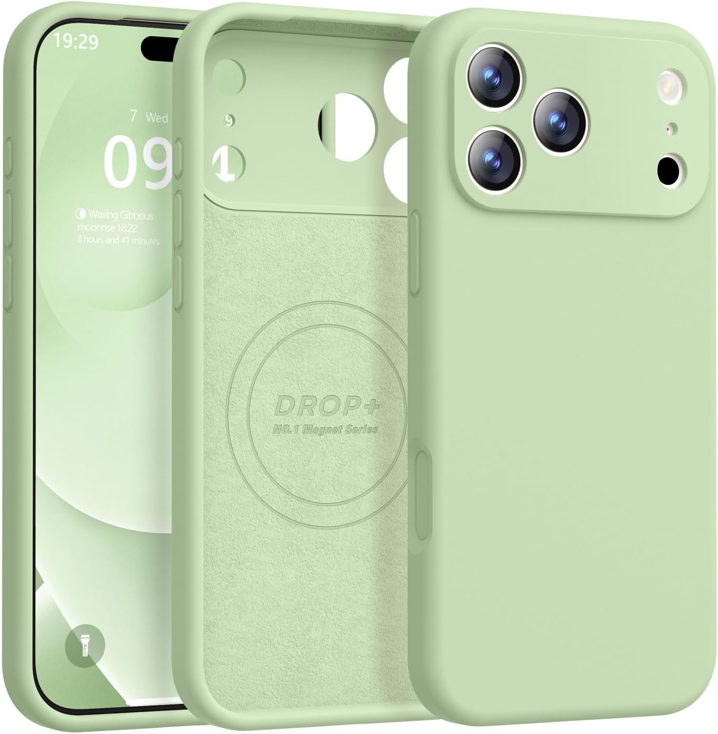 ktele magnetic for iphone 17 pro case [compatible with magsafe] [premium silicone satin-smooth touch] slim shockproof anti-scratch microfiber lining case, 6.3 inch, matcha matcha iphone 17 pro 6.3inch