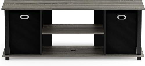 Miniatura 25 de Furinno - Soporte Brahms para TV de hasta 45 pulgadas con estantes y espacio de almacenamiento, color espresso / negro Espresso / negro,Roble