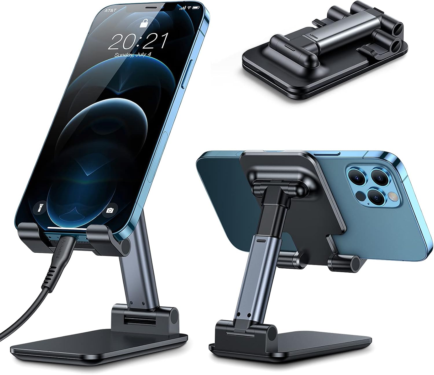 andobil Cell Phone Stand for Desk [Full Foldable & Adjustable] Compatible with iPhone 13 12 Pro Max 11 XR X SE XS Plus 6 6s 7 Samsung Galaxy S21 S20 Note 20 etc Mobile Phone Stand Holder
