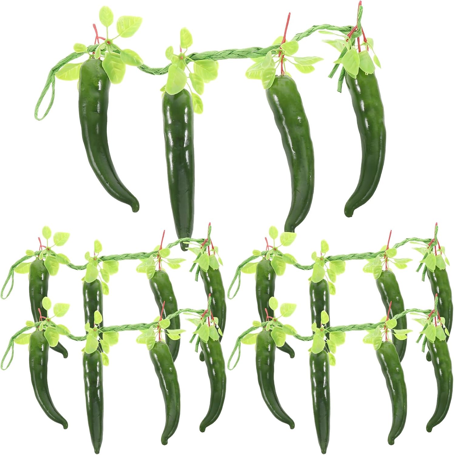 5pcs Artificial Pepper Strings Lifelike Hanging Vegetable Decor for Farmhouse Home Shop Background Rustic Style Kitchen Wall Ornament