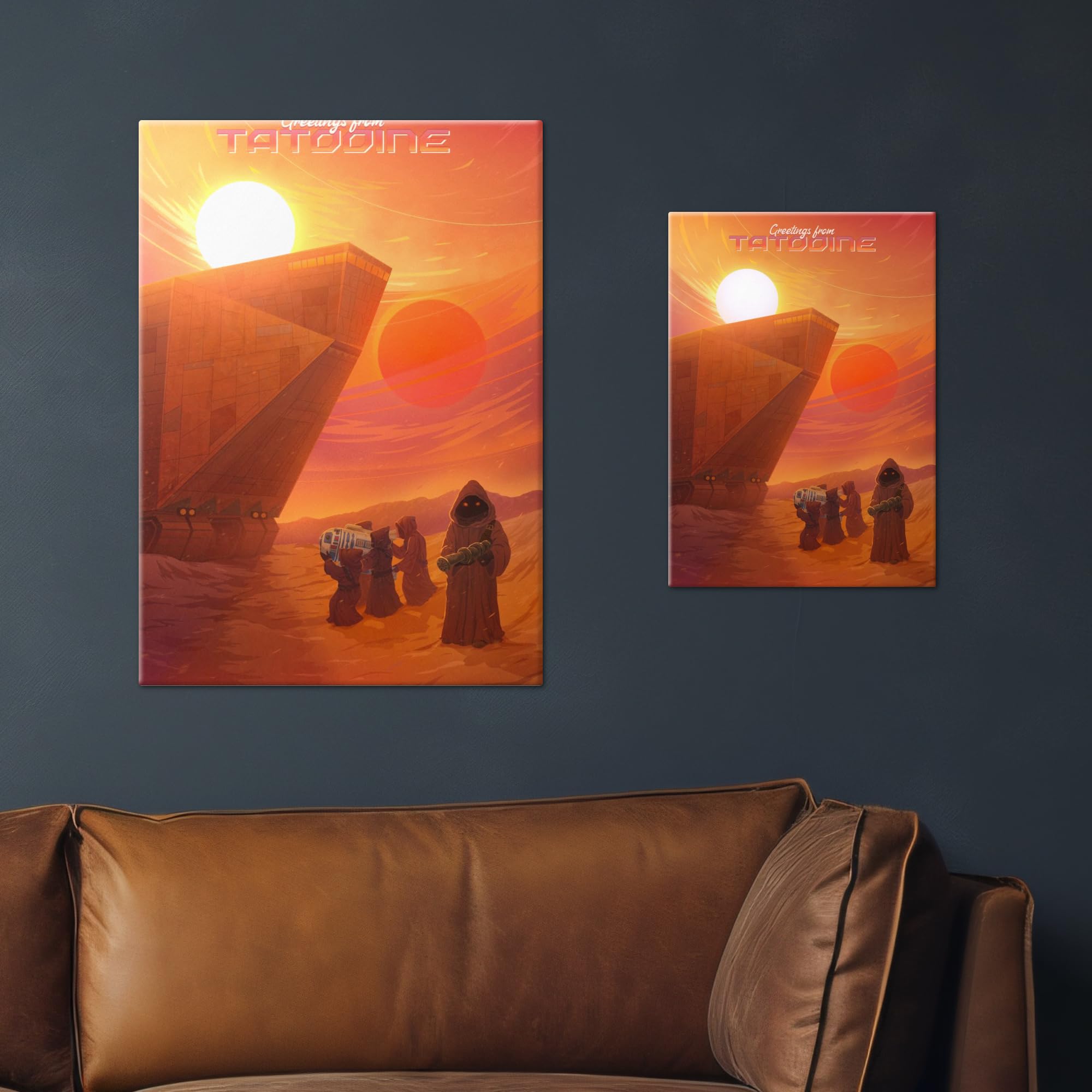 Displate Metallposter Star Wars Greetings from Tatooine Wanddeko Poster für Schlafzimmer Magnetische Befestigung 32 x 45 cm
