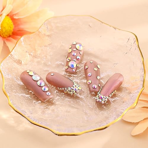 Miniatura 5 de KIMSHINY Kit de diamantes de imitación para arte de uñas, 7200 diamantes de imitación AB con parte trasera plana para manualidades, mezcla de 6