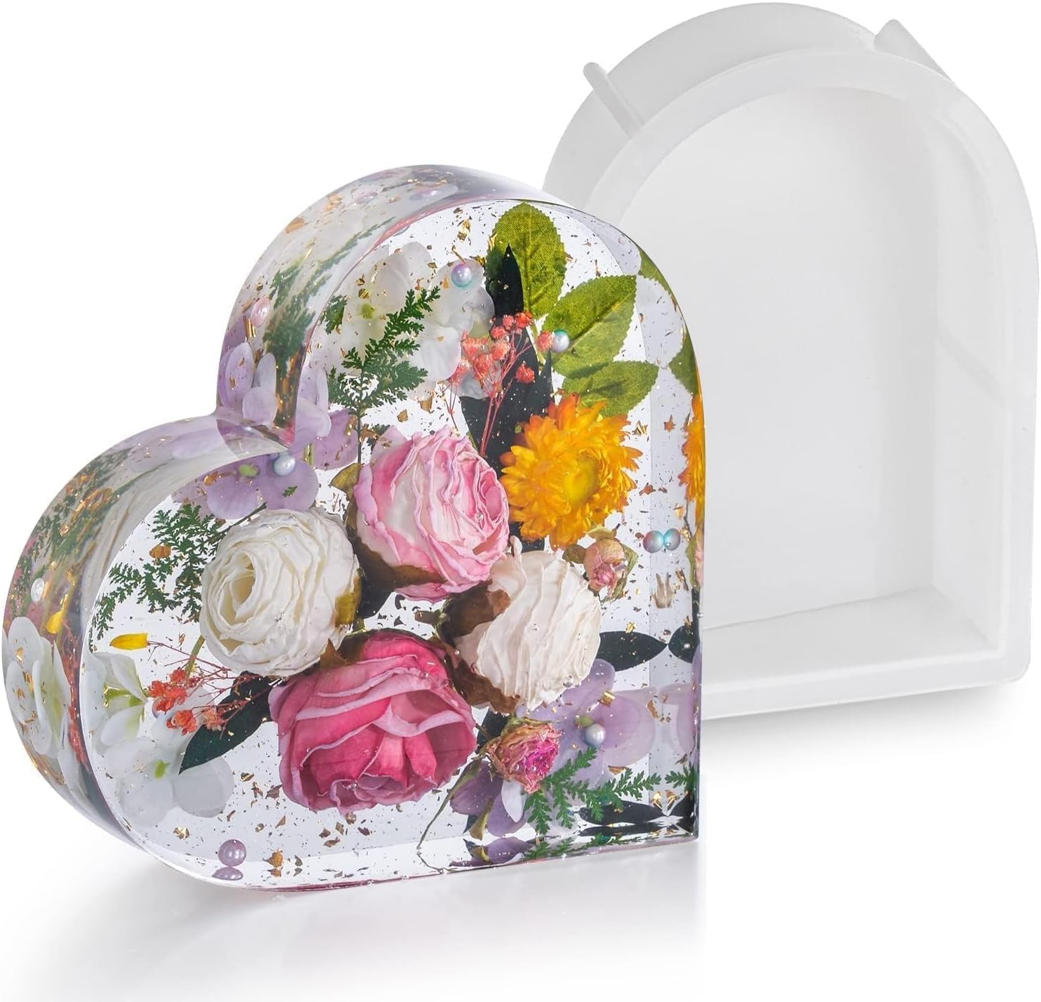 DINGFENG Deep moulds: Epoxy resin moulds, geometric mould, 3D epoxy resin large mould, silicone resin moulds, heart-shaped epoxy resin for DIY flowers, Deresine art cast resin