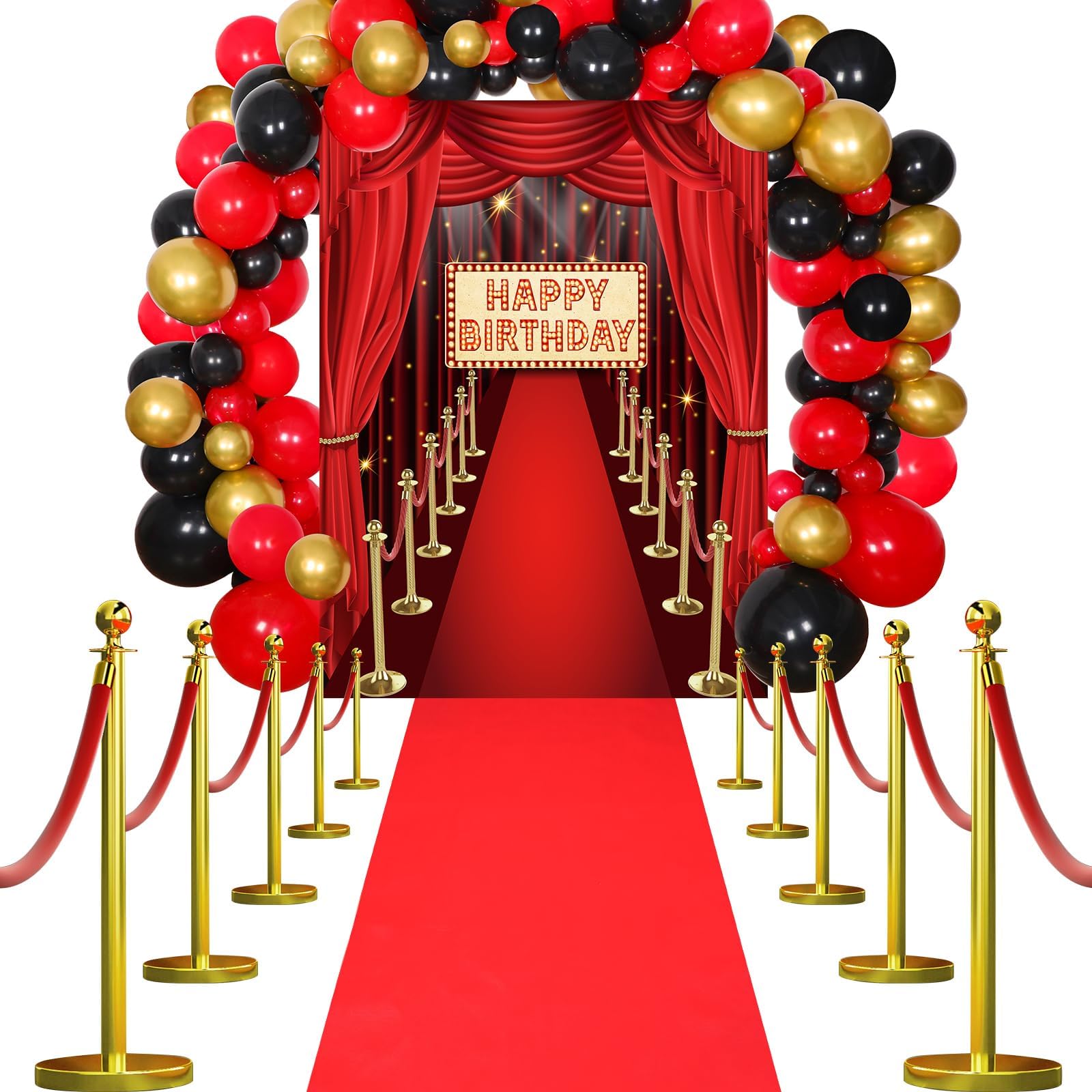Amazon.com : Frienda 2.6 x 15 ft Red Carpet Happy Birthday Party ...