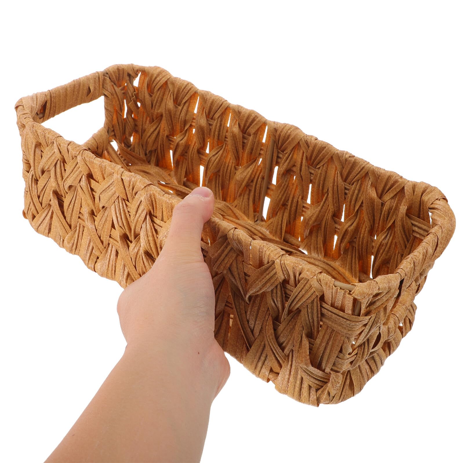 2pezzi Cestini Intrecciati in Finto Rattan Beige da Contenitori Portaoggetti per Scrivania Trucco Cancelleria e Organizzazione Multiuso per Casa e Ufficio