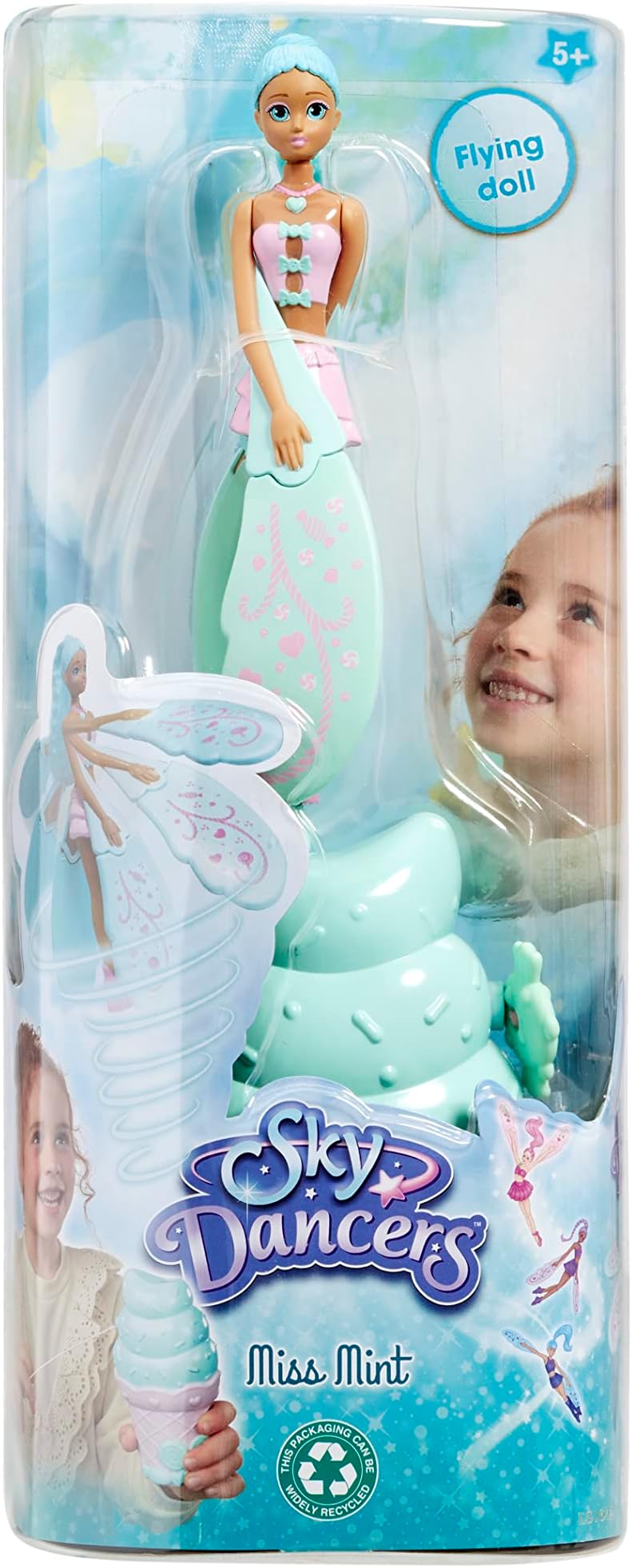Sky Dancers: Miss Mint | Pull the Cord and Watch as She Makes a Dazzling Dance Through Mid-Air! | Flying Doll Toy | No Batteries Required | Gift For Ages 5+